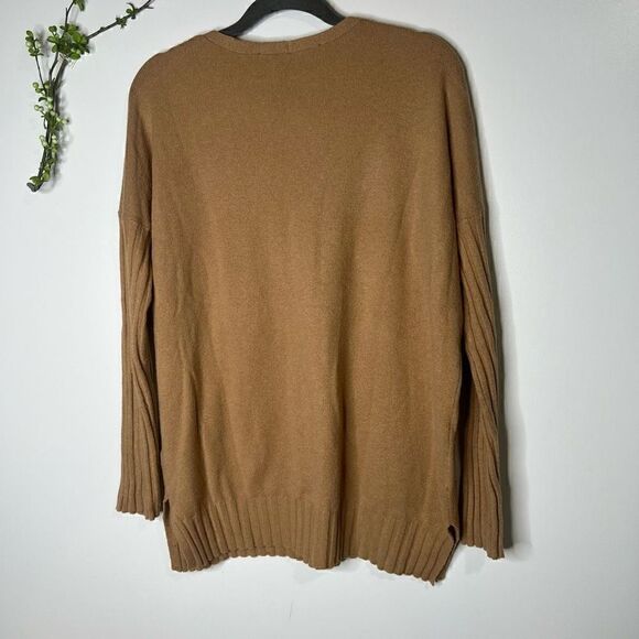 French Connection Camel Tan Brown V-neck Sweater Tunic - Picture 8 of 9